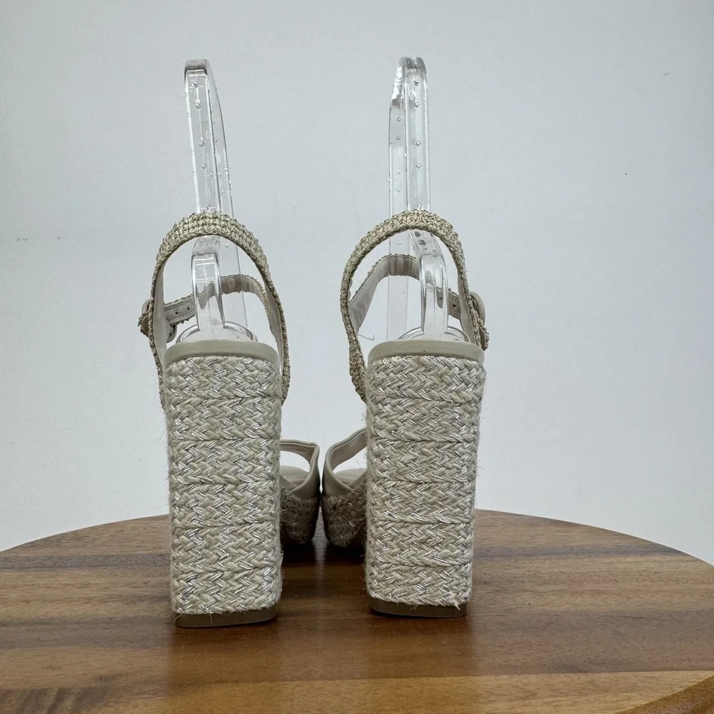New NWOB Womens Steve Madden Strada‎ Ivory Espadrille Platform Sandals Size 11 M